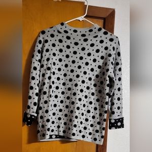 Grey Sweater with Black Polka Dots
